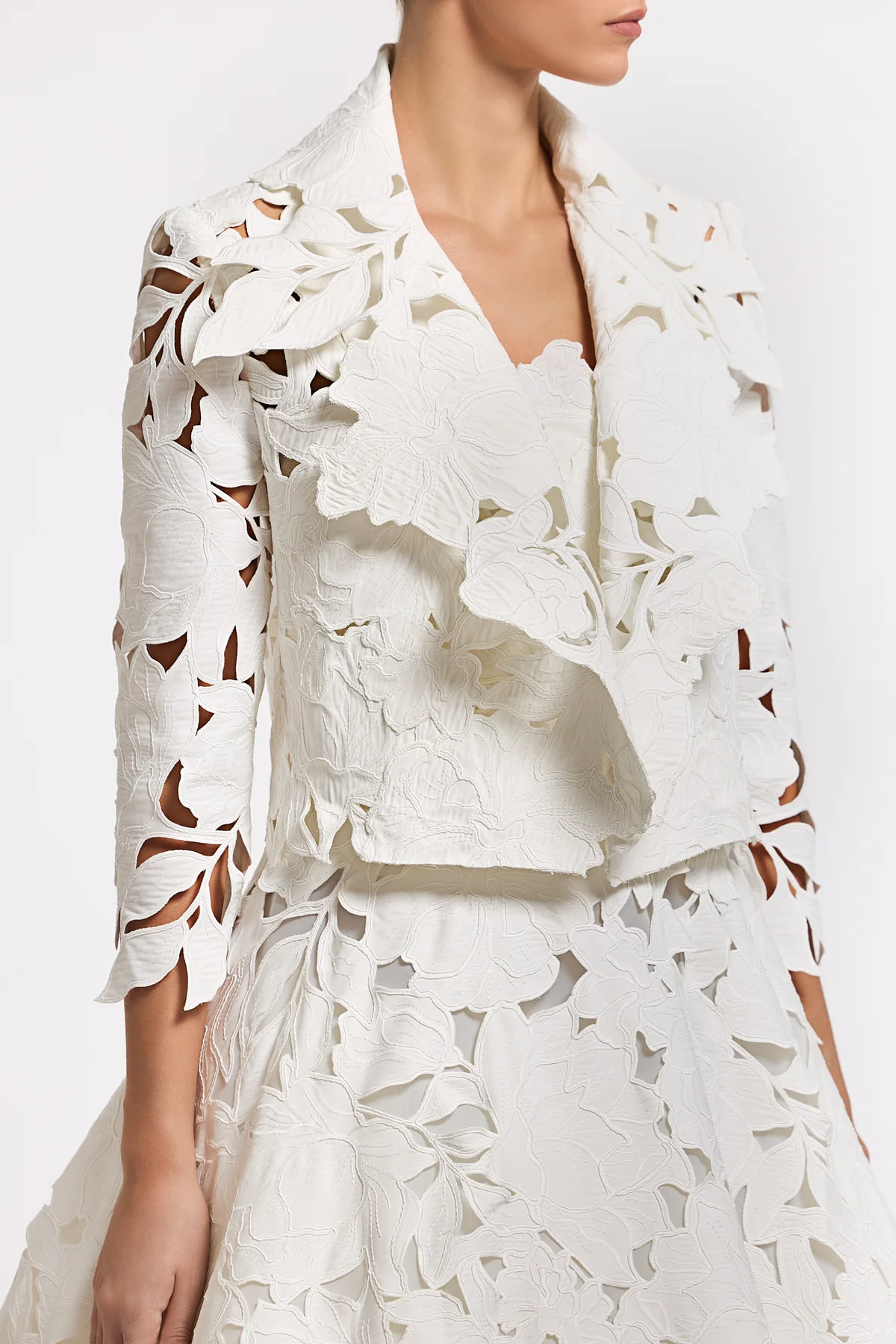 Cotton Floral-Cut Lace Jacket