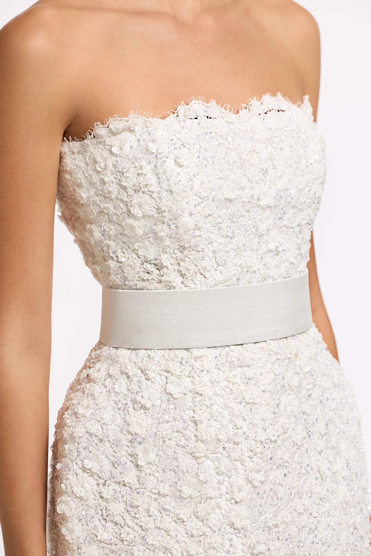 Selini Beaded Floral Lace Boned Mini Dress